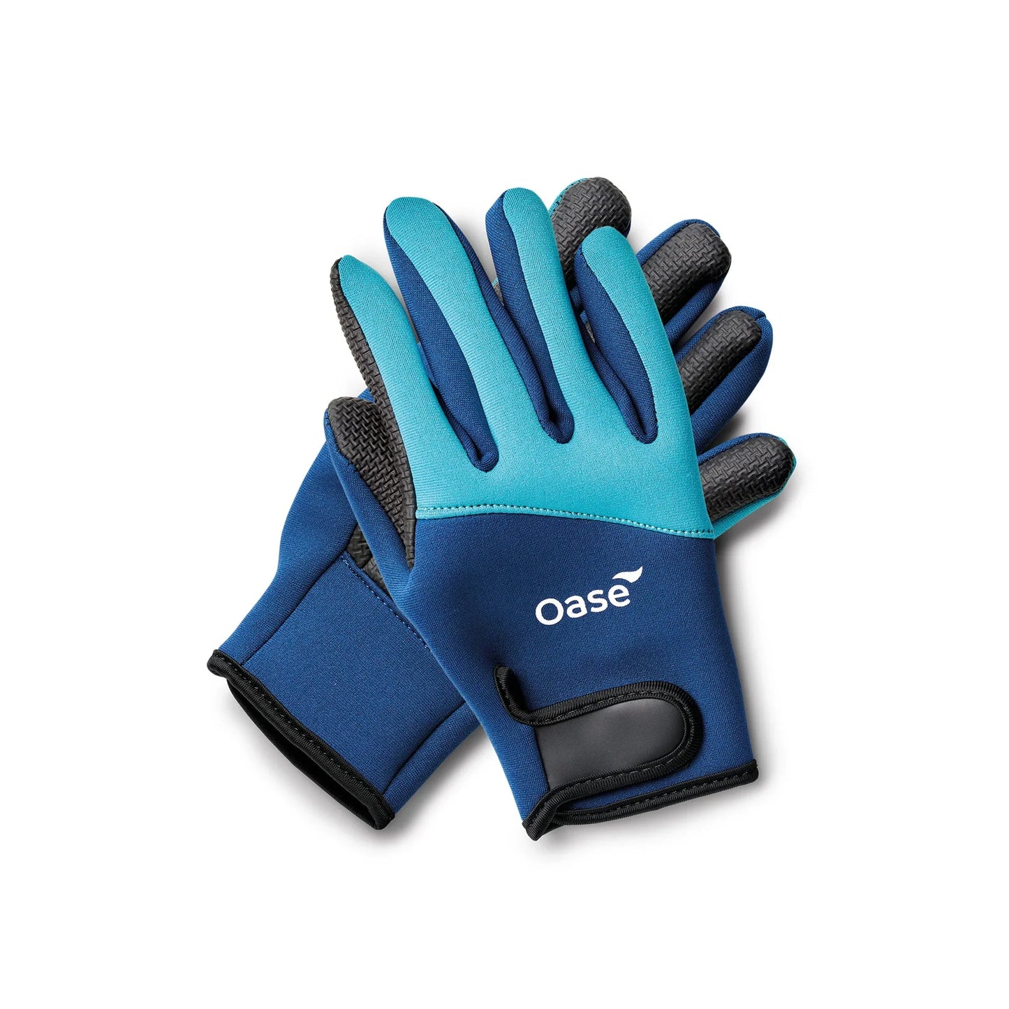Atlantic Water Gardens neoprene pond gloves in size S/7, shown on a hand, designed for pond installation and maintenance.