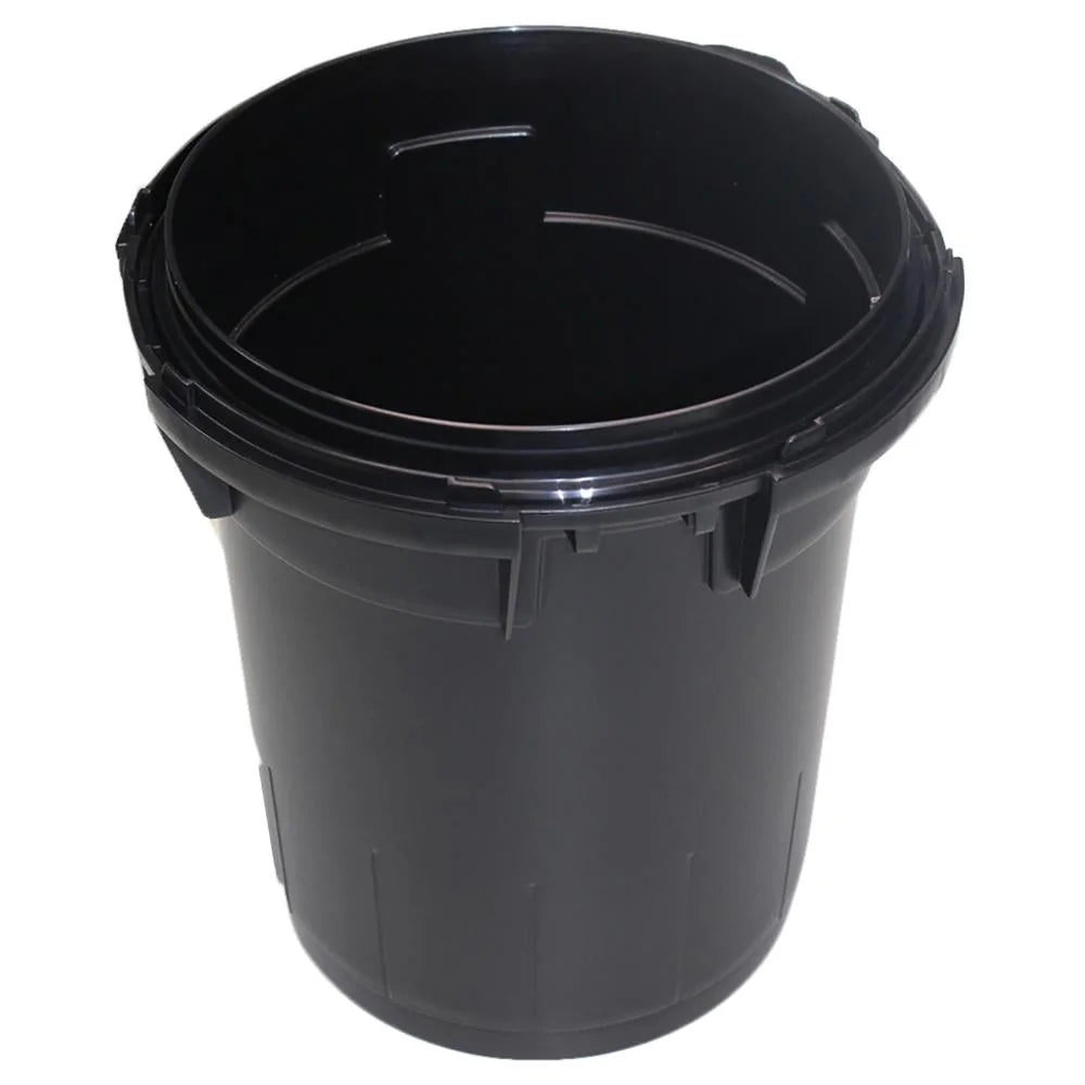 Atlantic Water Gardens Biopress 1000 replacement bucket for pond filtration systems, showing the container with part of the filter setup.