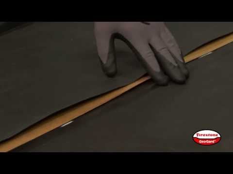 Firestone EPDM splice tape, 3-inch by 25-foot roll, used for roofing installation and waterproofing repairs.