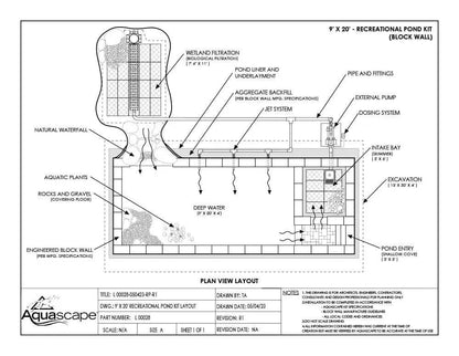 RECREATIONAL POND KIT - 9' X 20' - Complete with everything you need to build a beautiful recreation swim pond