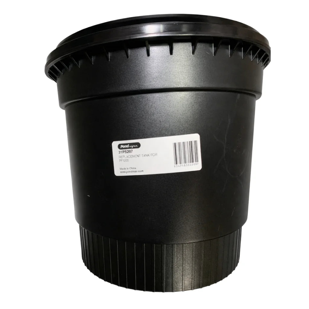 PondMax Replacement Tank for PF750 Pressure Filter, external vendor, showing the clear plastic tank with inlet and outlet fittings.