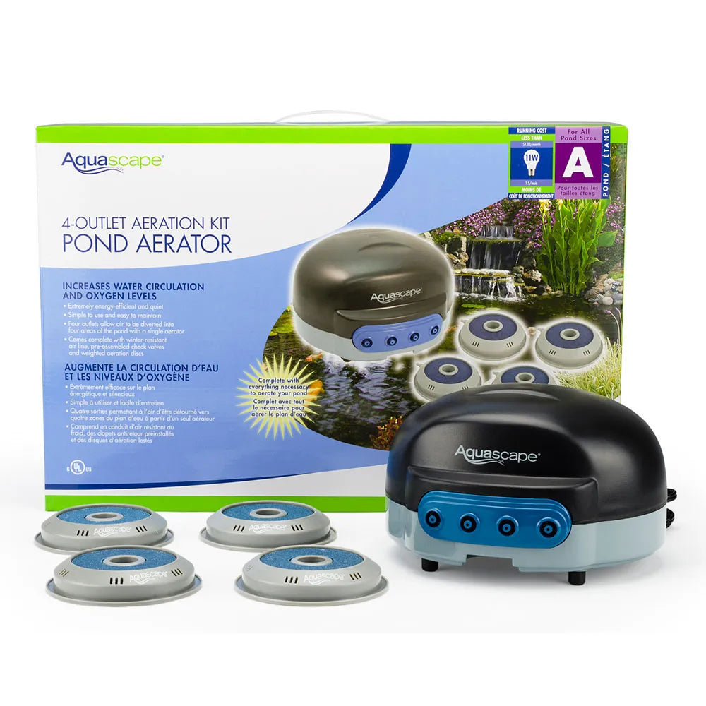 AquaScape Pond Air 4 aerator with packaging on a white background