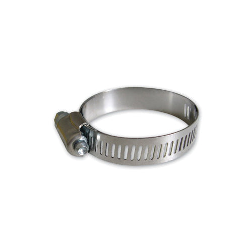 Boshart Clamp Gear #40 2.5-inch hose clamp with metal band and screw for secure fastening in plumbing applications.