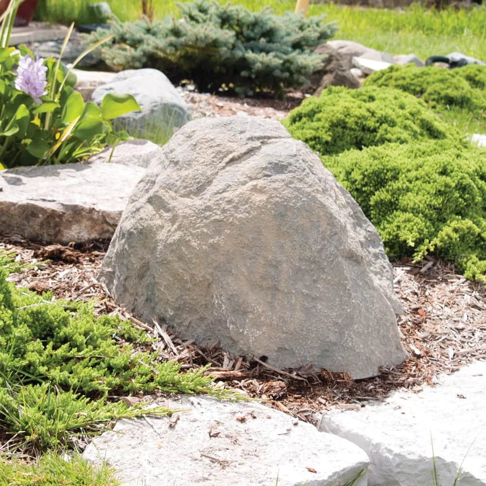 Airmax Truerock large decorative boulder rock in greystone, measuring 33x24x20 inches, ideal for landscape features.