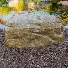 Aquascape Faux Rock Cover decorative feature, 25 inches long and 15 inches wide, with realistic rock-like appearance.