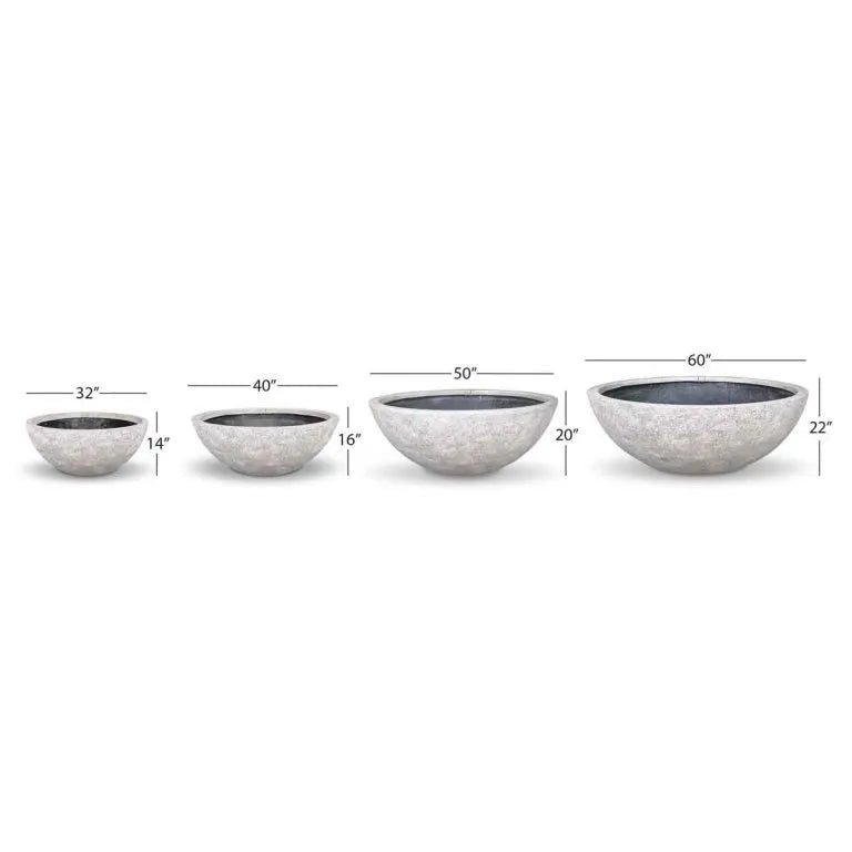Aquascape decorative fountain bowl in lunar gray, 60-inch diameter, showcasing its smooth, circular design for outdoor water features.