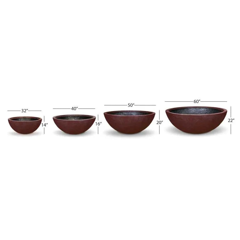 Aquascape Merlot decorative fountain bowl, 60-inch diameter, vibrant red color, outdoor water feature for garden or patio decor.