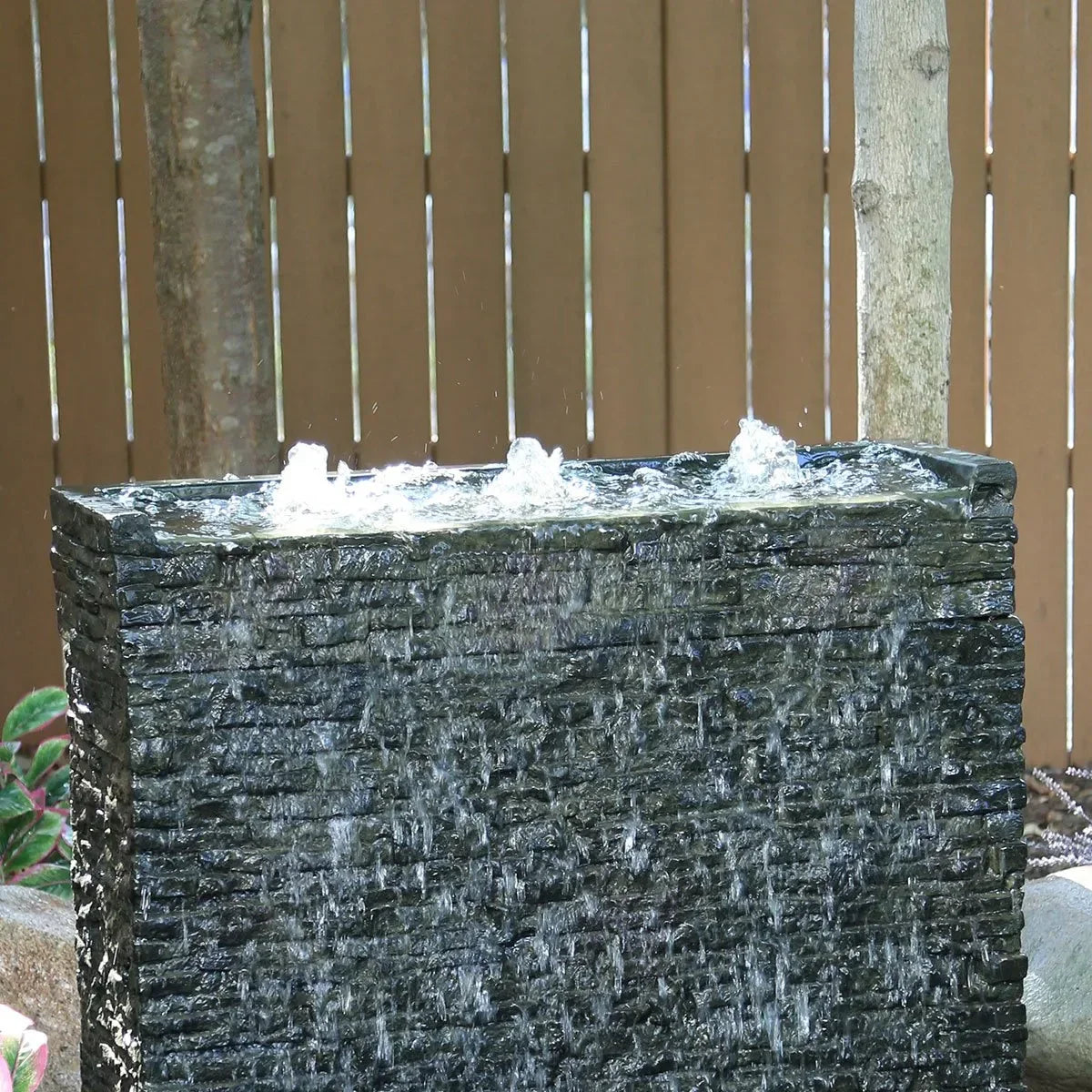 Aquascape Front-spill Straight Stacked Slate Topper for decorative features, showcasing layered slate design for garden or pond decor.