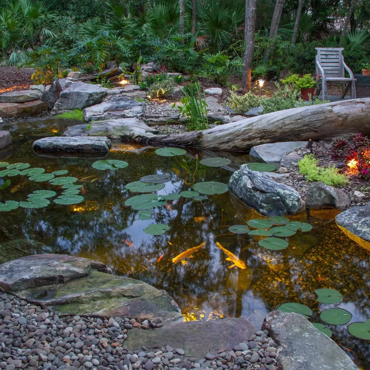 Aquascape large deluxe pond kit with 21x26' pond liner and Aquasurge 4000-8000 pond pump for pond installation.