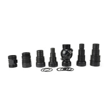 Aquascape Aquaforce G2 pump discharge fitting kit for replacement parts, showing various fittings and connectors on a white background.