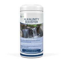 Aquascape Alkalinity Booster with Phosphate Binder water treatment in 1.1 lb and 9 lb packages, showing the product packaging.