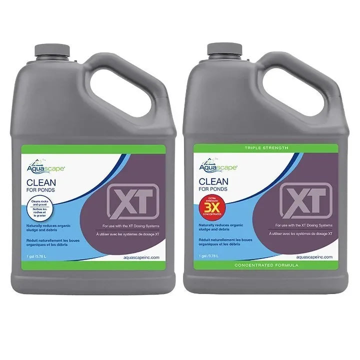 Aquascape 3x Clean for Ponds XT water treatment bottle, 64 oz, designed to keep pond water clean and clear.