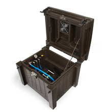 Atlantic Water Gardens pond aeration cabinet system with three outlets and built-in Gast compressor for pond oxygenation.