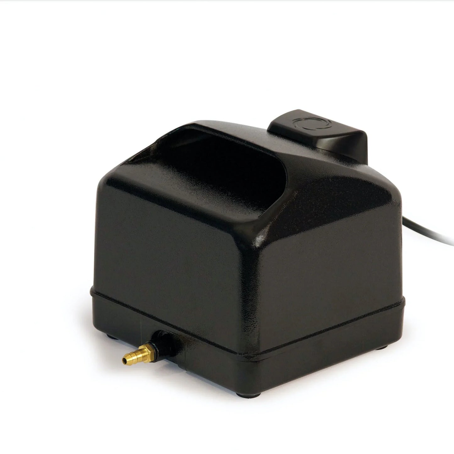 Atlantic Water Gardens Typhoon Air Pump for pond aeration, 60 Lpm, compact device with air outlet and control valve visible.