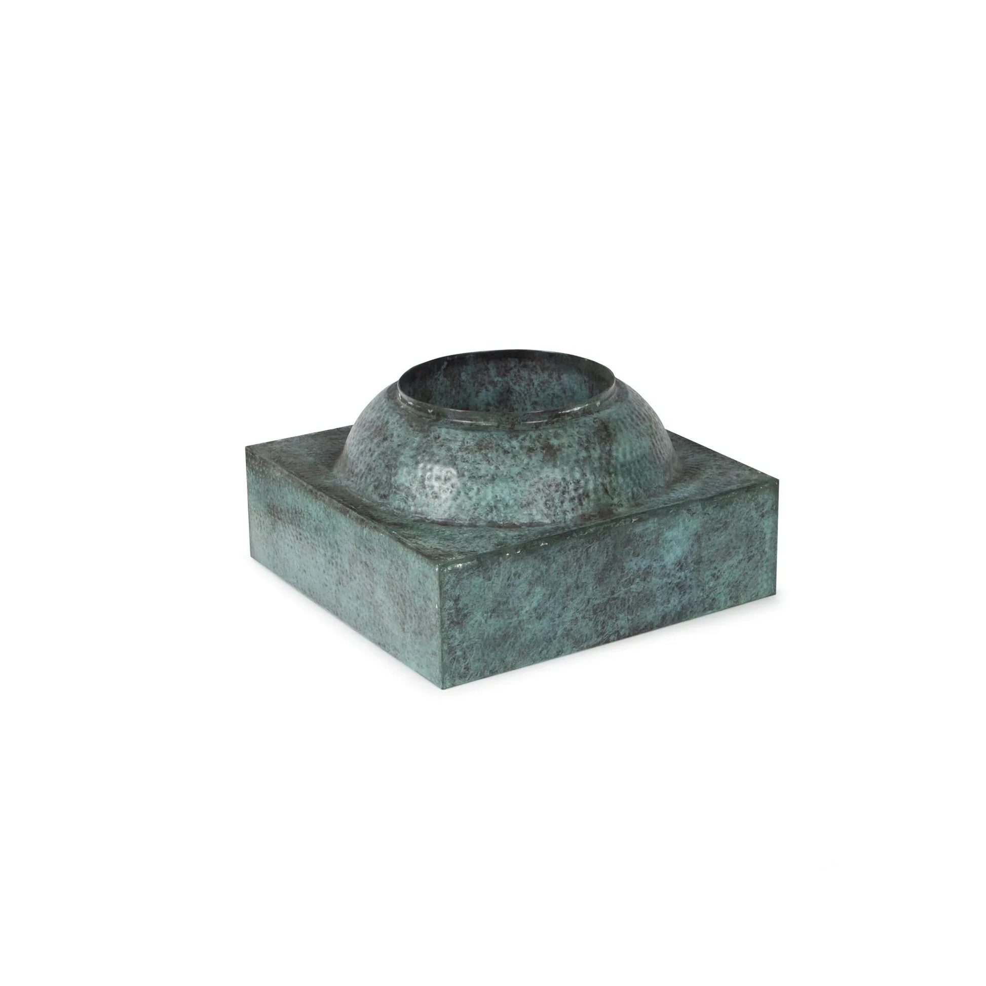 Atlantic Water Gardens 16-inch hammered brass pedestal, decorative water feature with textured finish for garden or pond embellishments.