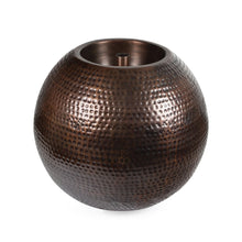 Atlantic Water Gardens 30-inch antique brass sphere, a decorative water feature with a polished brass finish, suitable for garden landscapes.