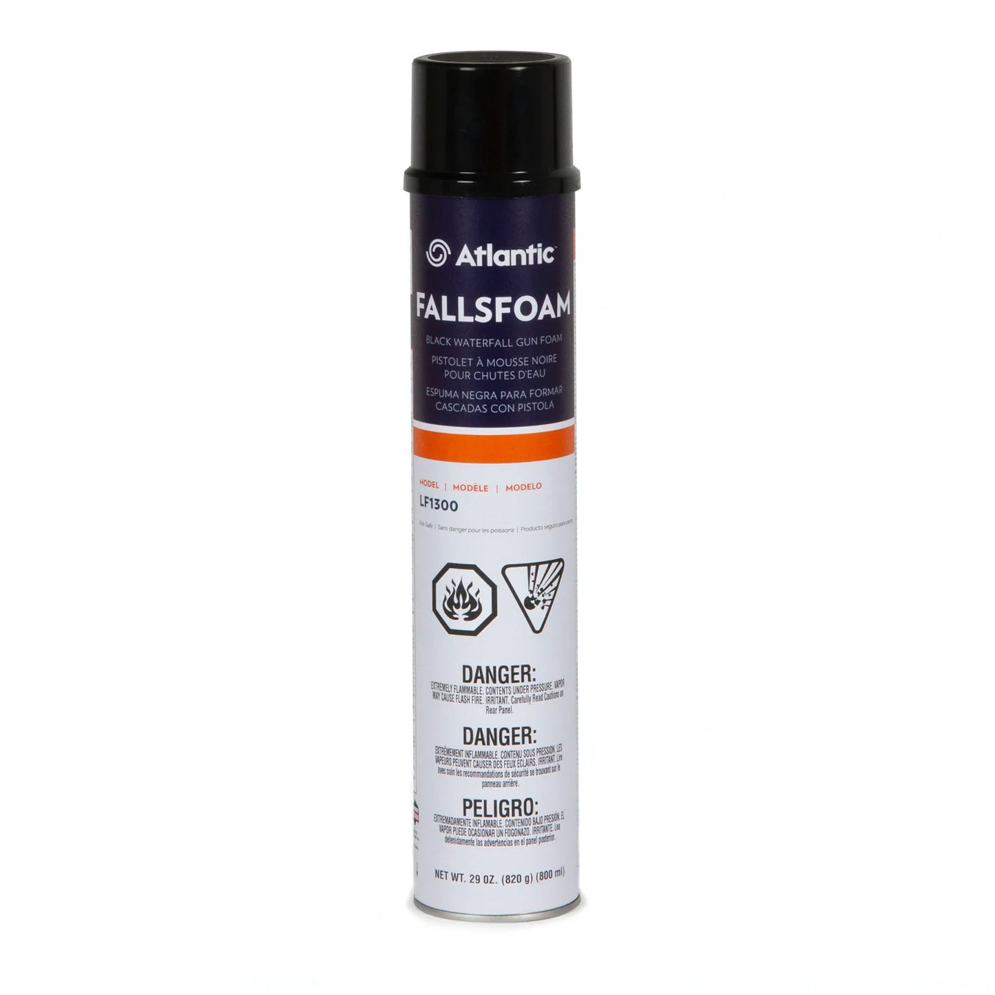 Atlantic Water Gardens AWG FallsFoam 24oz black gun-type installation foam for pond and water feature sealing.