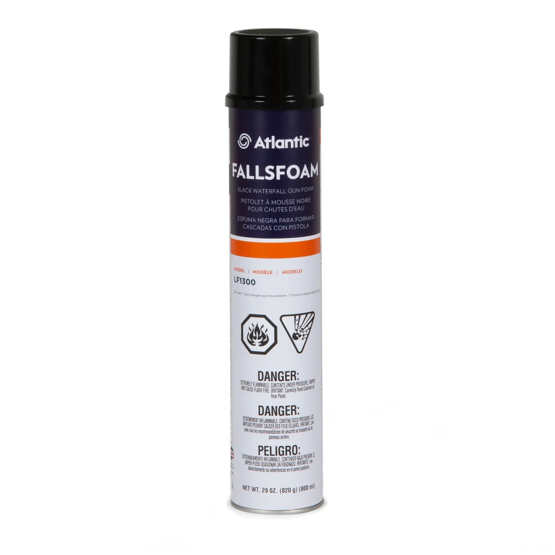 Atlantic Water Gardens AWG FallsFoam 24oz black gun-type installation foam for pond and water feature sealing.