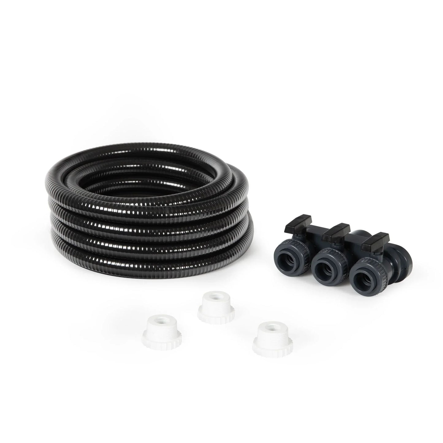 Atlantic Water Gardens Ecorise plumbing kit for installation, featuring triple connector components and durable construction.