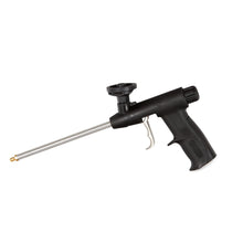 Atlantic Water Gardens foam gun installation equipment, composite HT300 for applying foam in water feature installations, mounted on a work surface.