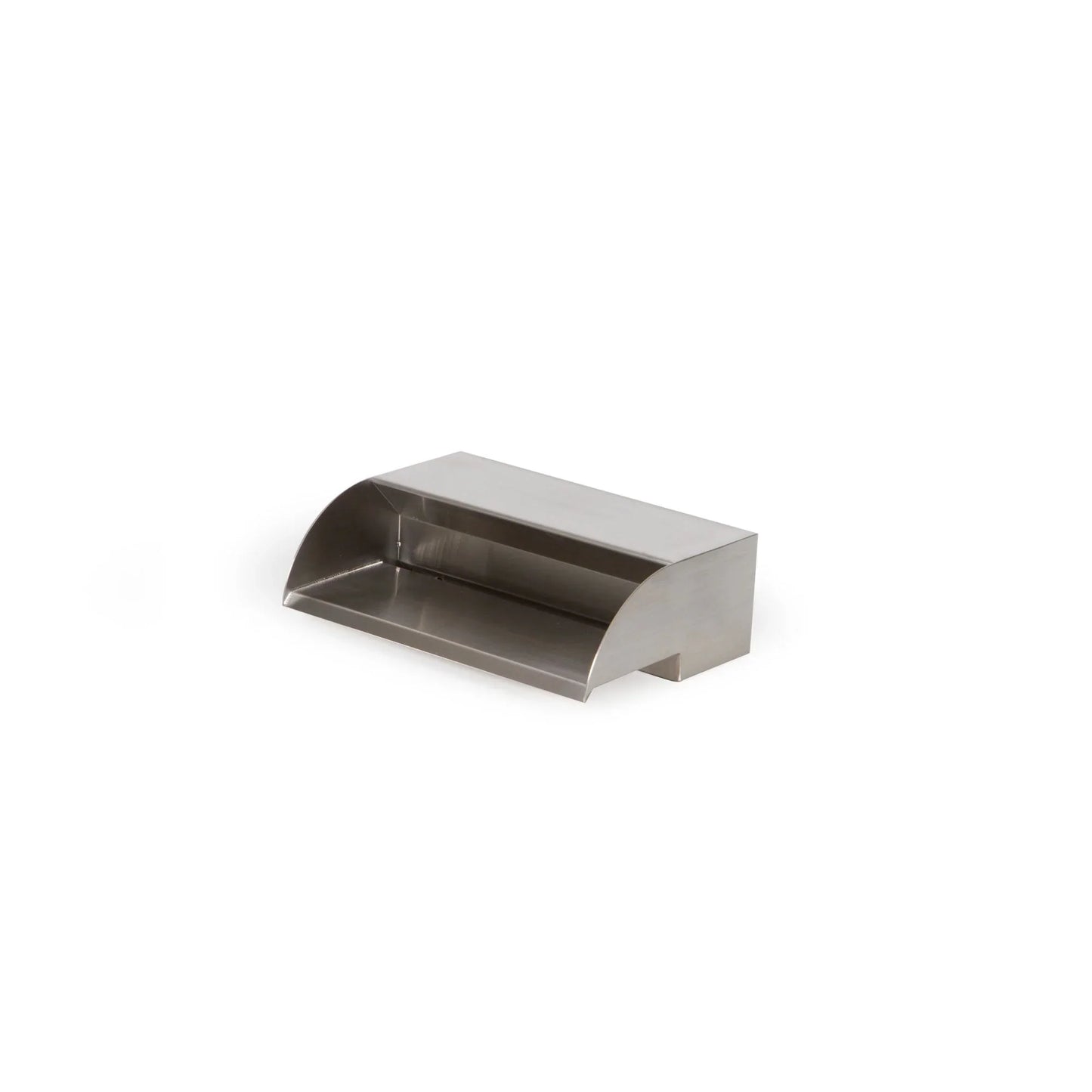 Atlantic Water Gardens 12-inch stainless steel spillway with 316-grade steel for durable water features, showing the sleek spillway design.