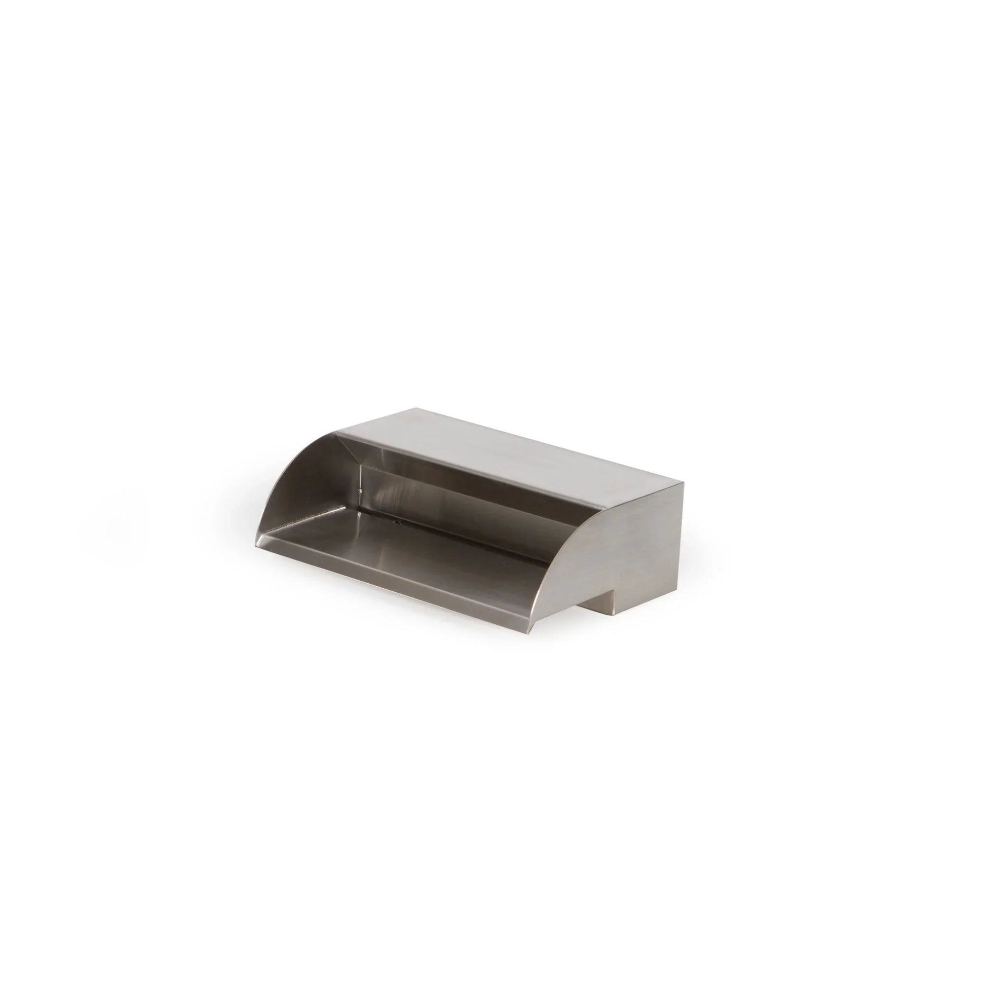 Atlantic Water Gardens 12-inch stainless steel spillway with 316-grade steel for durable water features, showing the sleek spillway design.