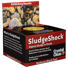 CrystalClear SludgeShock water treatment product for reducing sludge and muck in ponds and lakes.