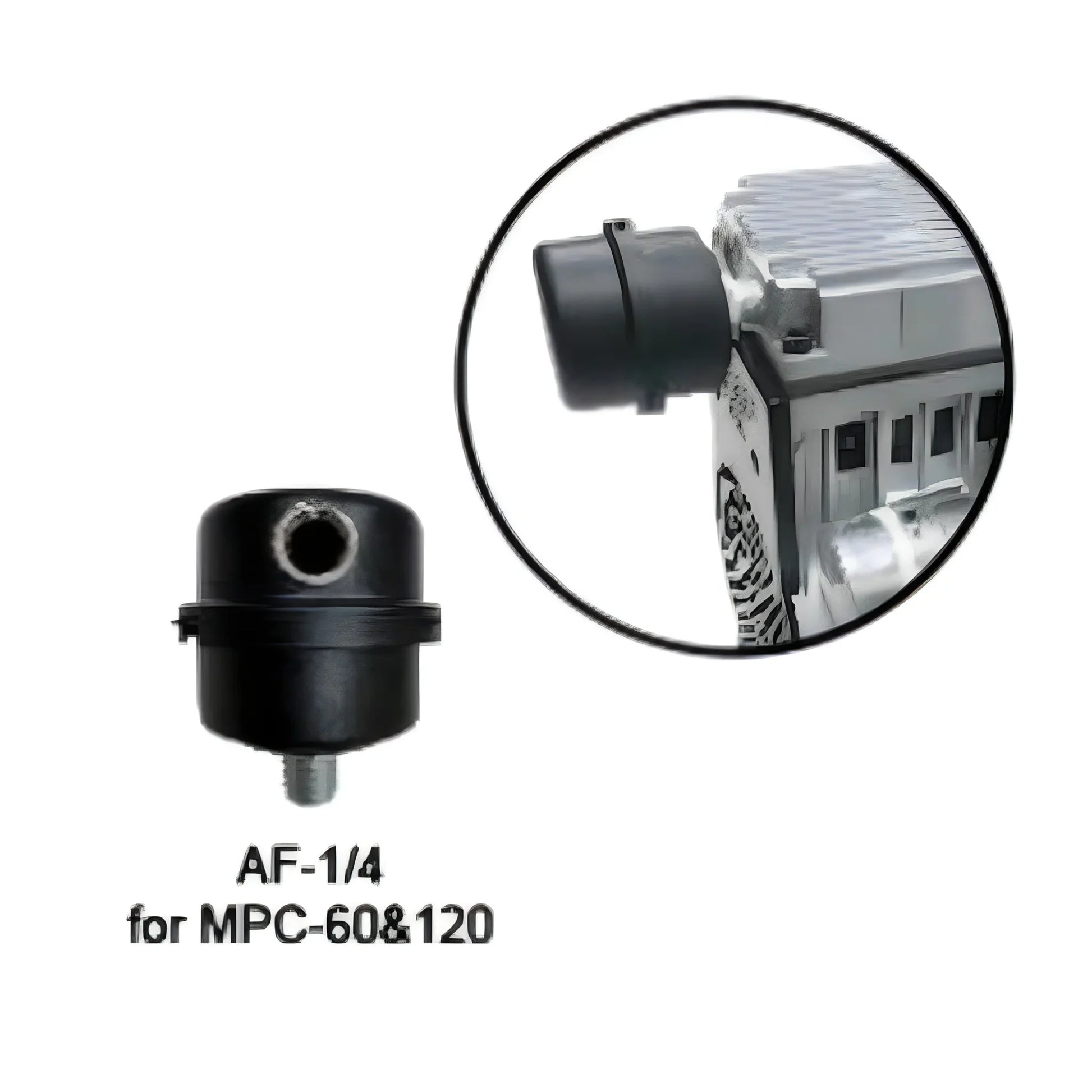 Matala air filter for lake aeration, suitable for 1/4hp and 1/2hp pumps, featuring 1/4" MPT connection.