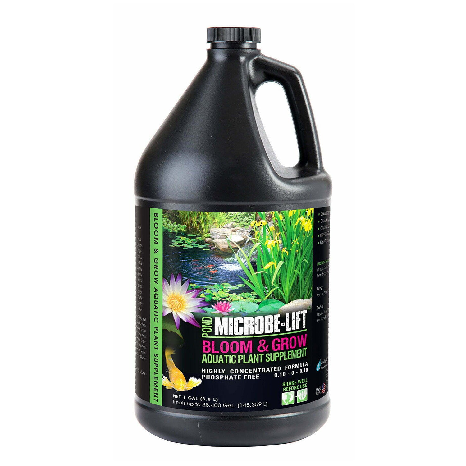 Microbe-Lift Bloom N Grow water treatment gallon bottle with label showing product name and branding.