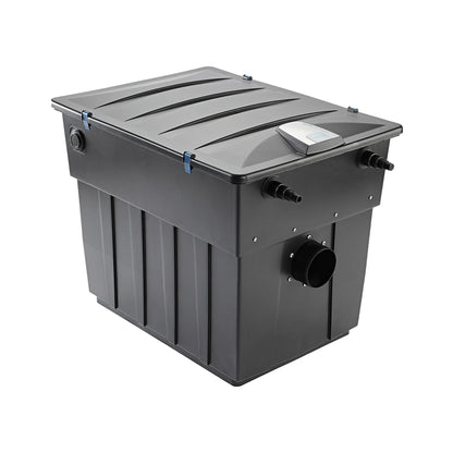 Oase BioTec ScreenMatic 2 gravity flow filter for ponds, featuring a compact design and clear filtration media.