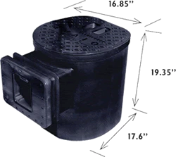 Savio Compact Skimmerfilter base unit without faceplate showing the black plastic body and inlet opening for pool filtration.