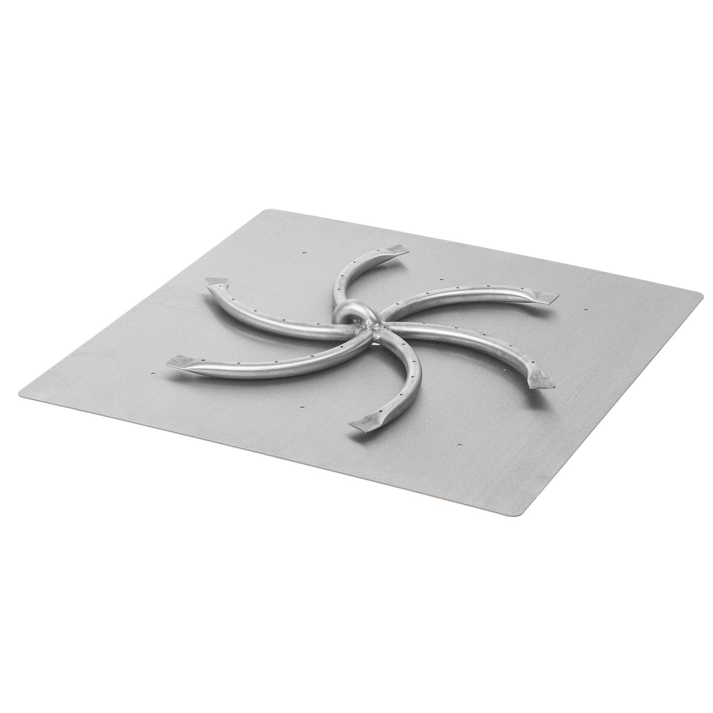The Outdoor Plus 24"x24" Square Flat Pan and 18" Ss Triple 's' Bullet Burner - Match Lit/ High Grade 304 Stainless Steel Assembly / Aluminium Pan / Machined Brass Bullet Jets